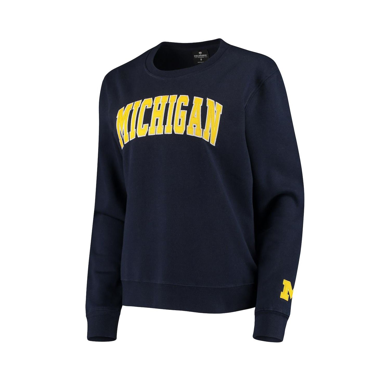 Women's Navy Michigan Wolverines Campanile Pullover Sweatshirt