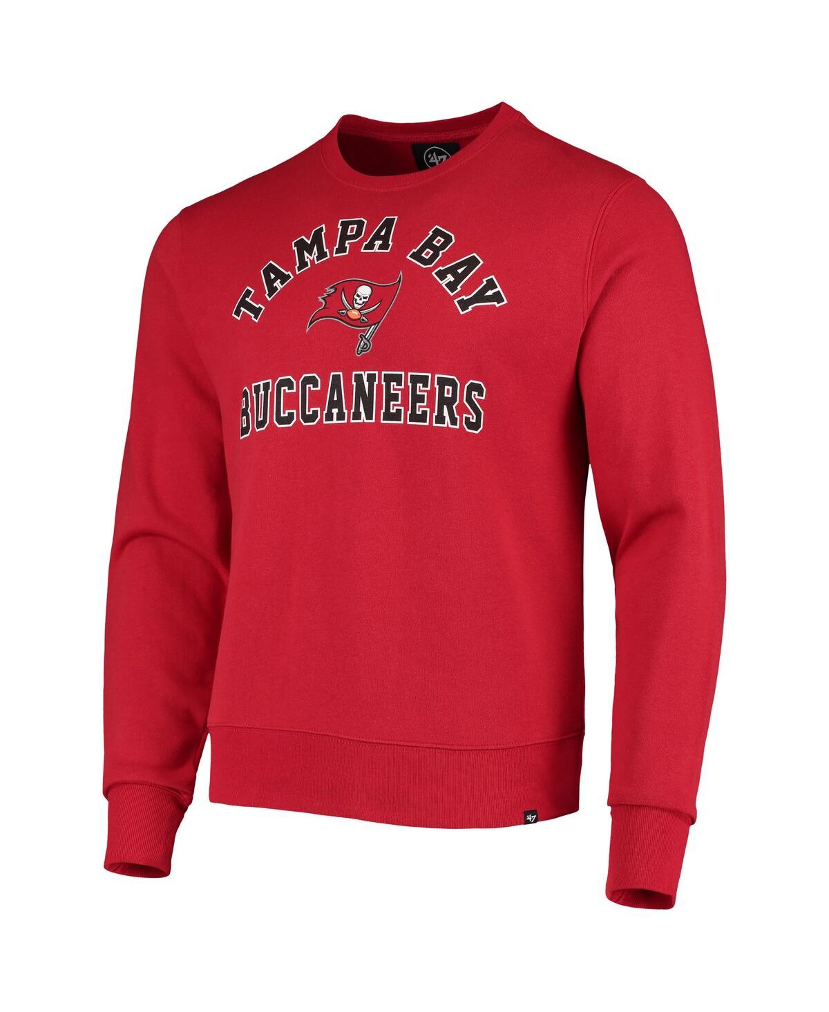 Shop 47 Brand Men's Red Tampa Bay Buccaneers Varsity Arch Headline Fleece Pullover Sweatshirt