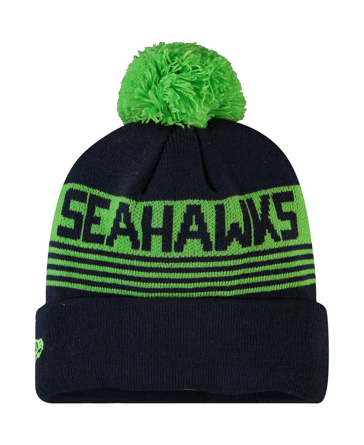 Shop New Era Big Boys College Navy Seattle Seahawks Proof Cuffed Knit Hat With Pom