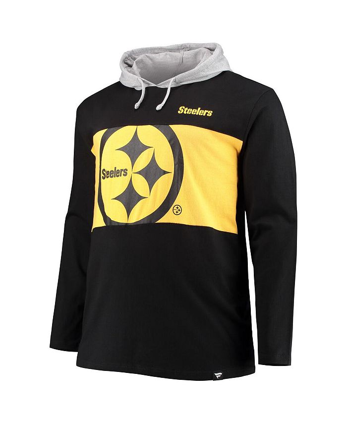 Fanatics Men's Black Pittsburgh Steelers Big and Tall Logo Hoodie Long