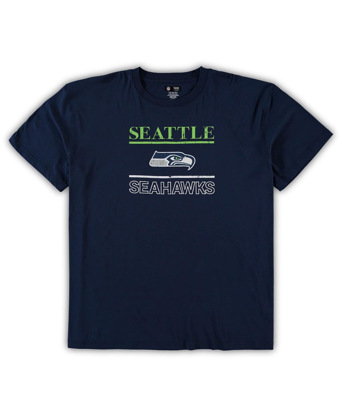 Shop Concepts Sport Men's College Navy Seattle Seahawks Big And Tall Lodge T-shirt And Pants Sleep Set