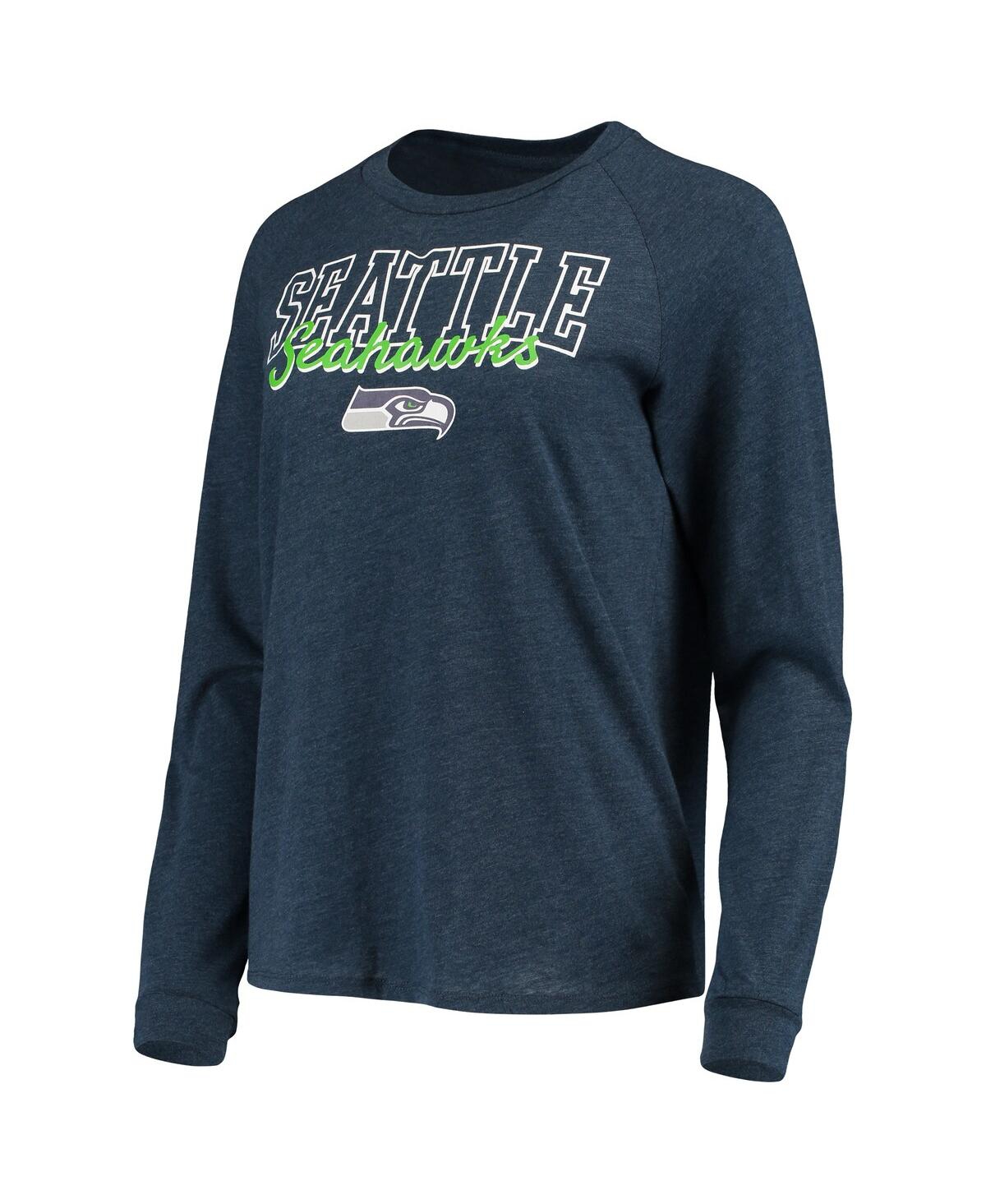 Women's CollegeSeattle Seahawks Meter Knit Long Sleeve Raglan Top and Shorts Sleep Set - Navy