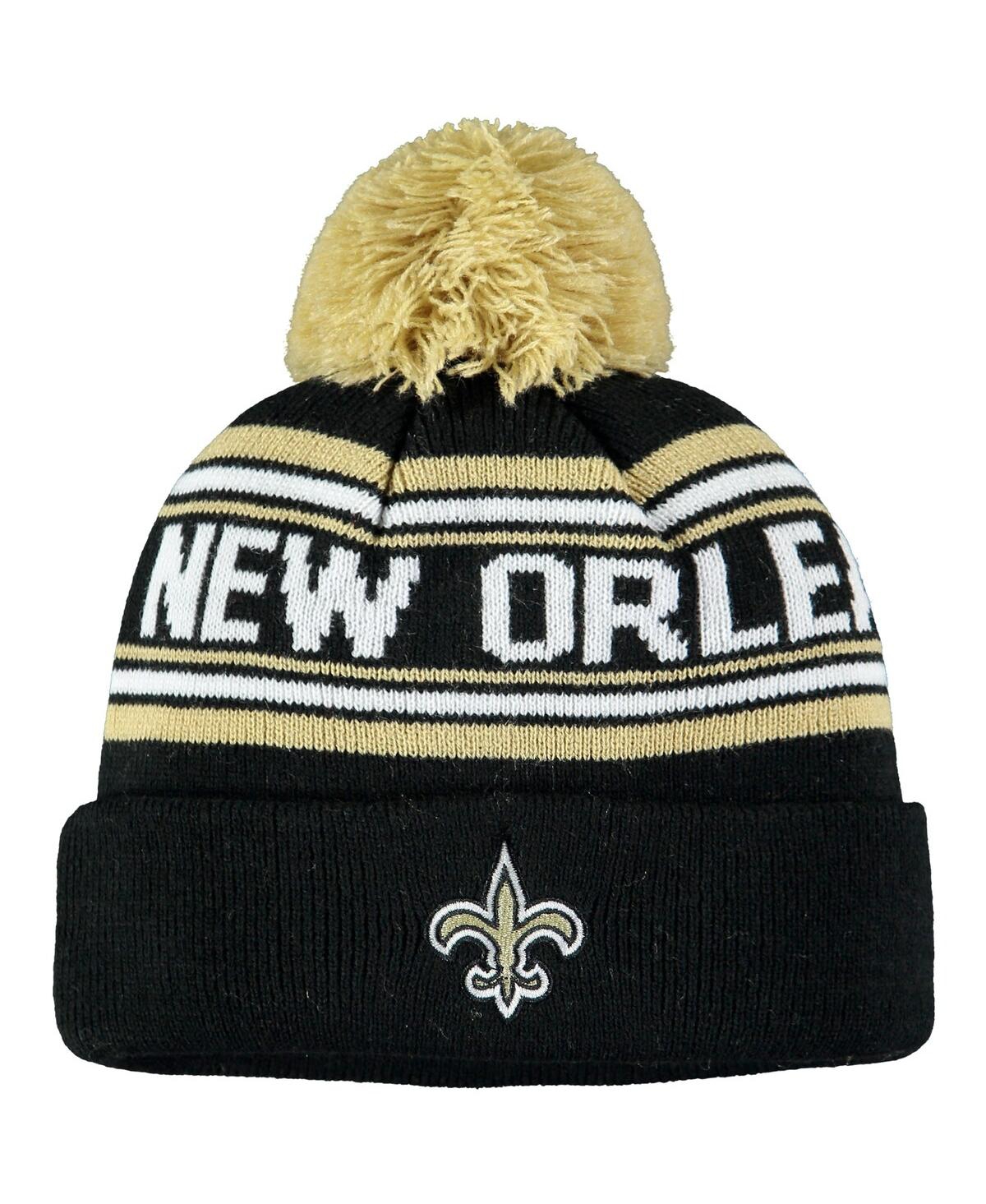 Little Boys and GirlsNew Orleans Saints Jacquard Cuffed Knit Hat with Pom - Black