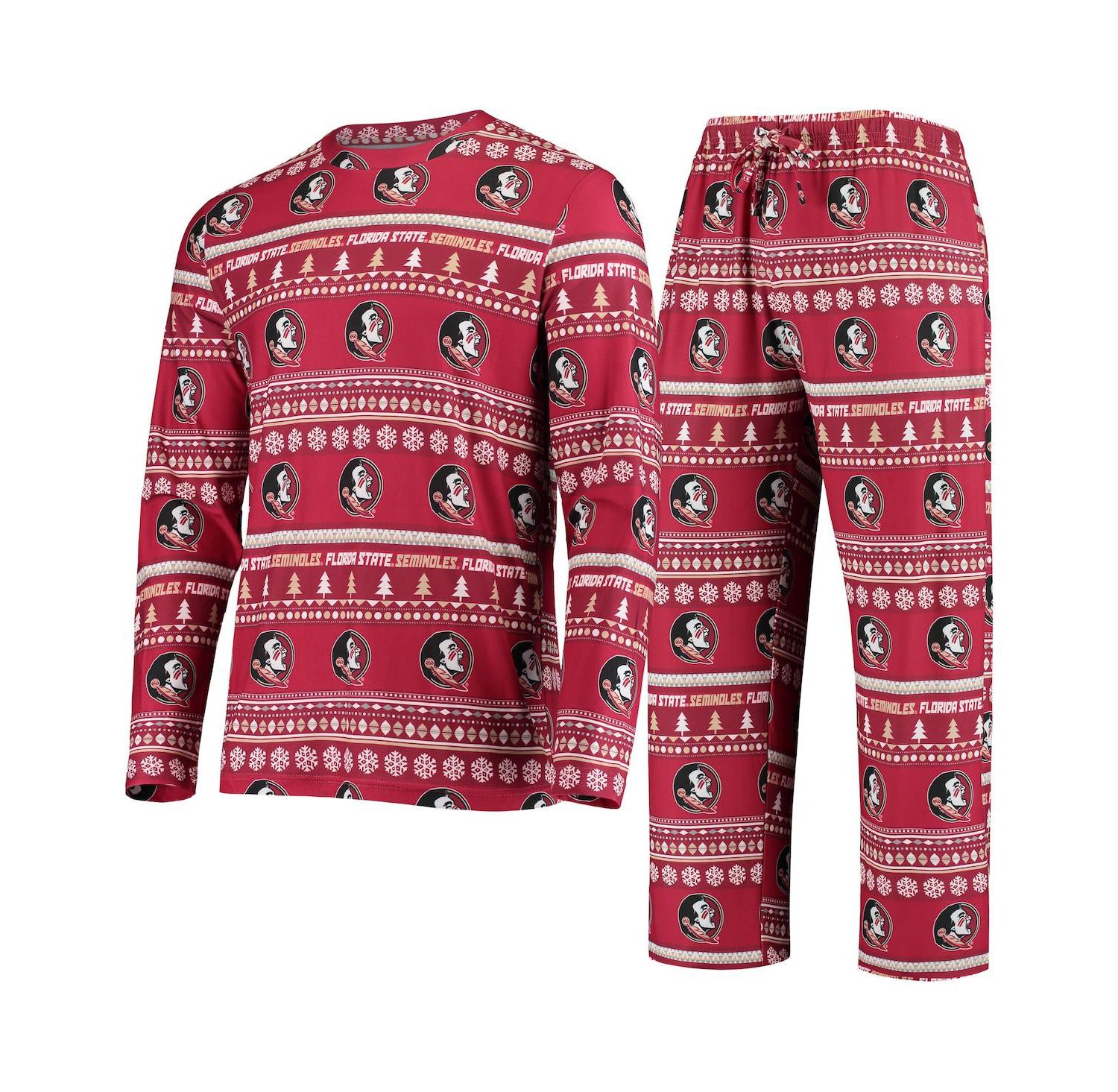 Men's Garnet Florida State Seminoles Ugly Sweater Knit Long Sleeve Top and Pant Set