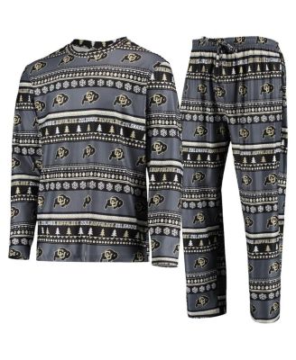 Men's Black Colorado Buffaloes Ugly Sweater Long Sleeve T-shirt and Pants Sleep Set