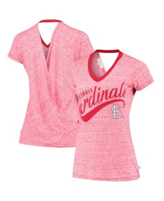 Women's Red St. Louis Cardinals Hail Mary V-Neck Back Wrap T-shirt