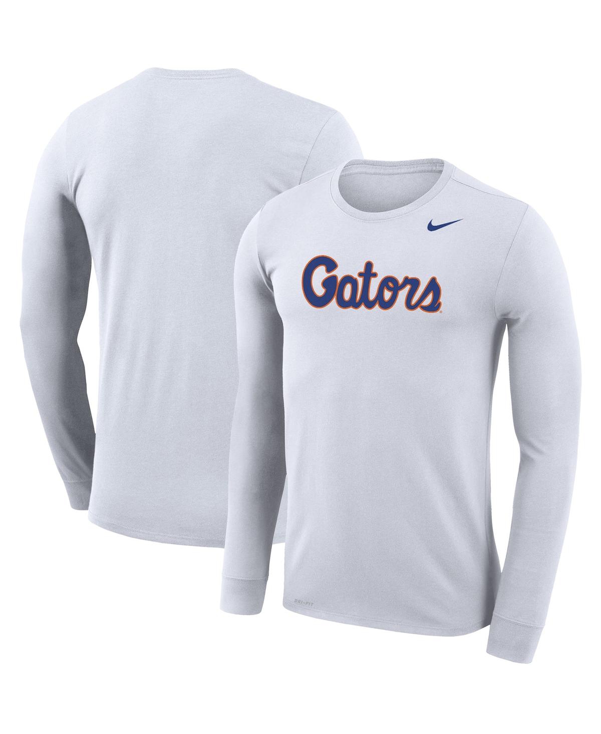 Men's White Florida Gators School Script Logo Performance Legend Long Sleeve T-shirt