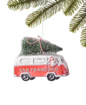 Macy's - Glass Santa Bus Ornament