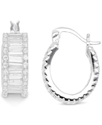Macy's - Cubic Zirconia Baguette Hoop Earrings