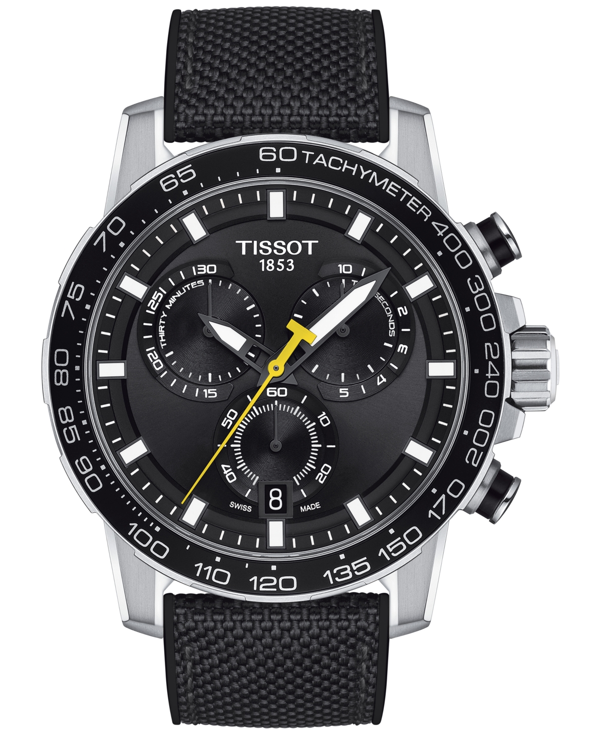 Tissot Men's Swiss Chronograph Supersport Black Textile Strap Watch 40mm