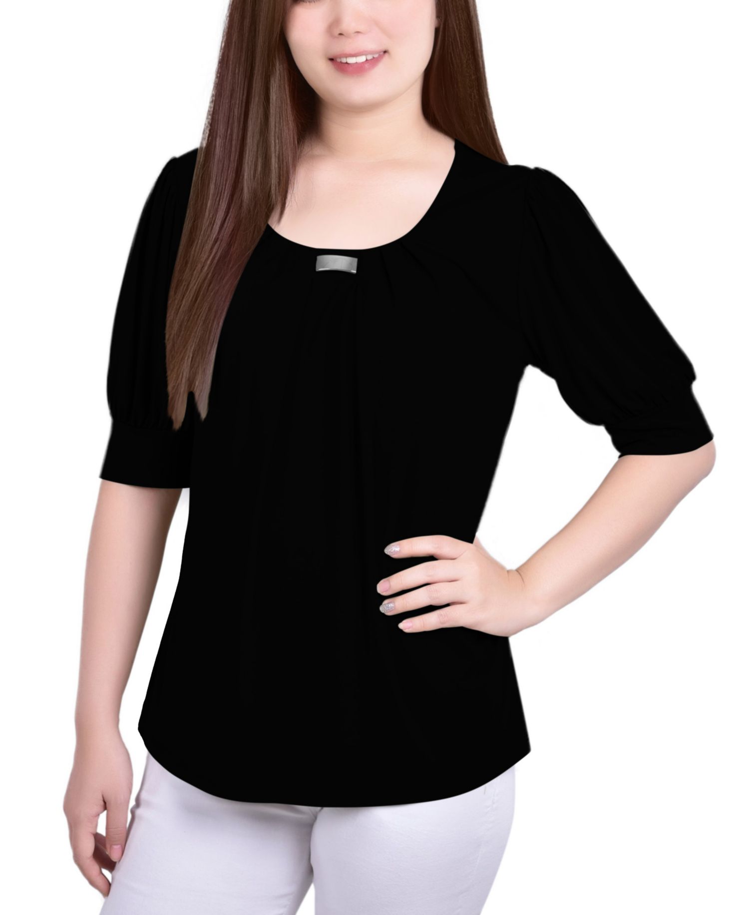 Petite Short Sleeve Balloon Sleeve Top