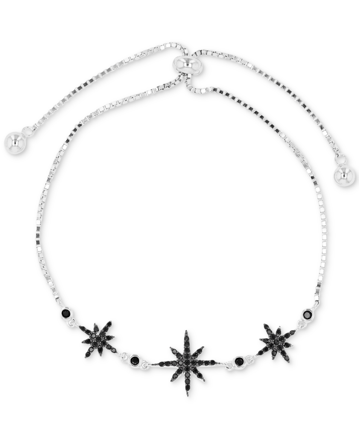 Black Spinel Starburst Chain Bracelet (1/2 ct. t.w.) in Sterling Silver - Black