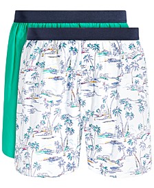 Men's 2-Pk. Tropical & Solid Boxer Shorts, Created for Macy's 