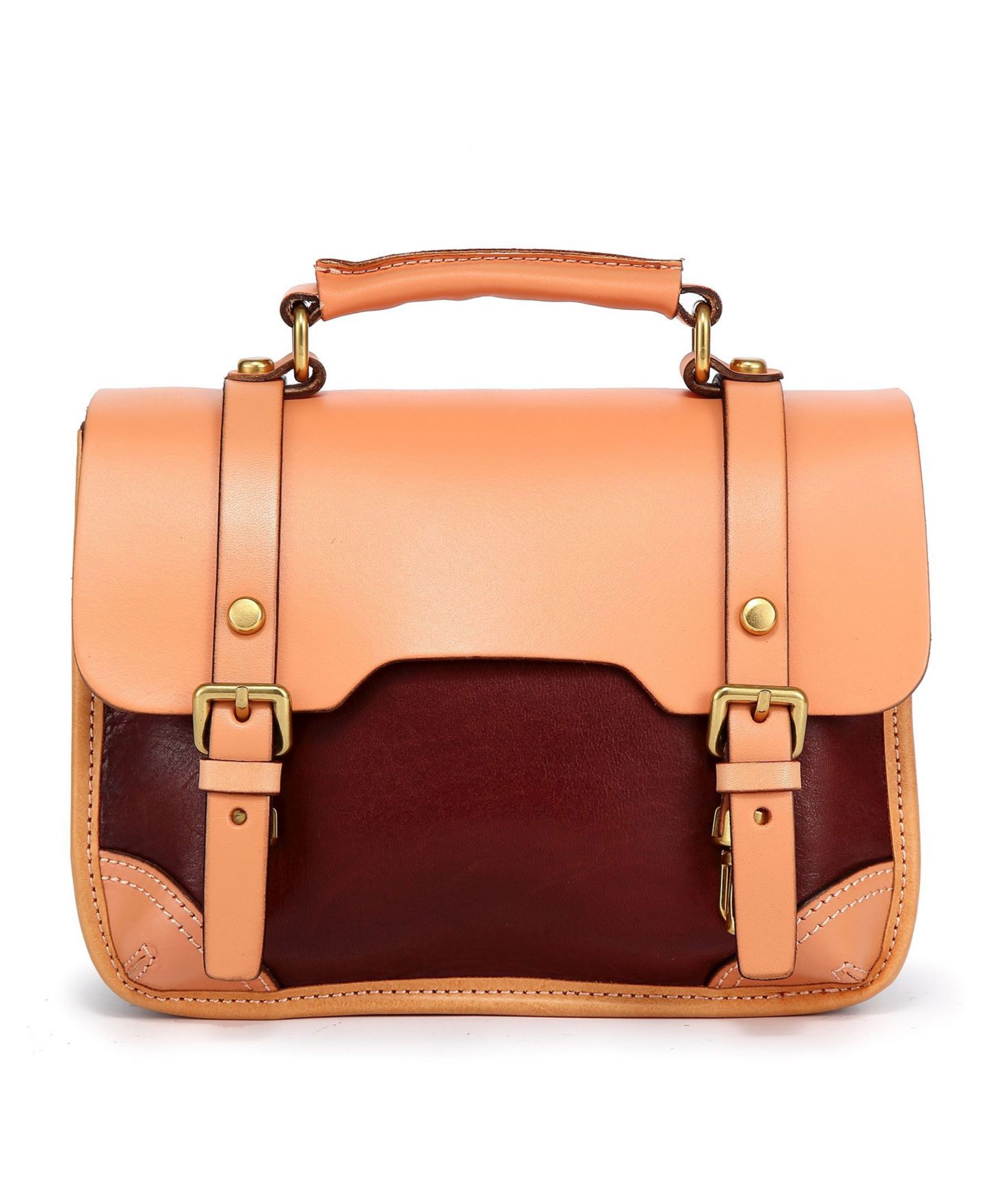 Женская сумка OLD TREND Genuine Leather Alder Mini Satchel, цвет: Коричневый / Бежевый — фото 2