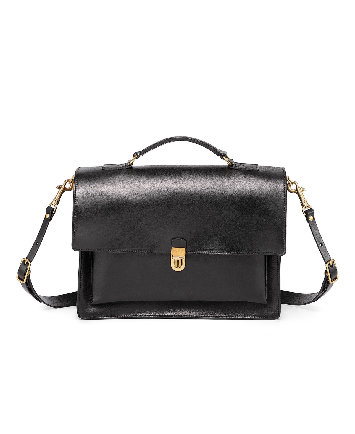 Women's Genuine Leather Laurel Brief Bag - Black