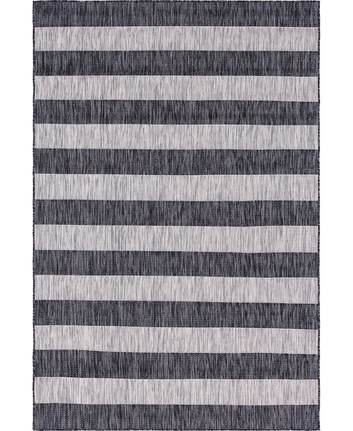Bayshore Home Outdoor Banded Distressed Stripe 6' x 9' Area Rug - Macy's