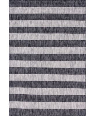 Bayshore Home Outdoor Banded Distressed Stripe 6' x 9' Area Rug - Macy's