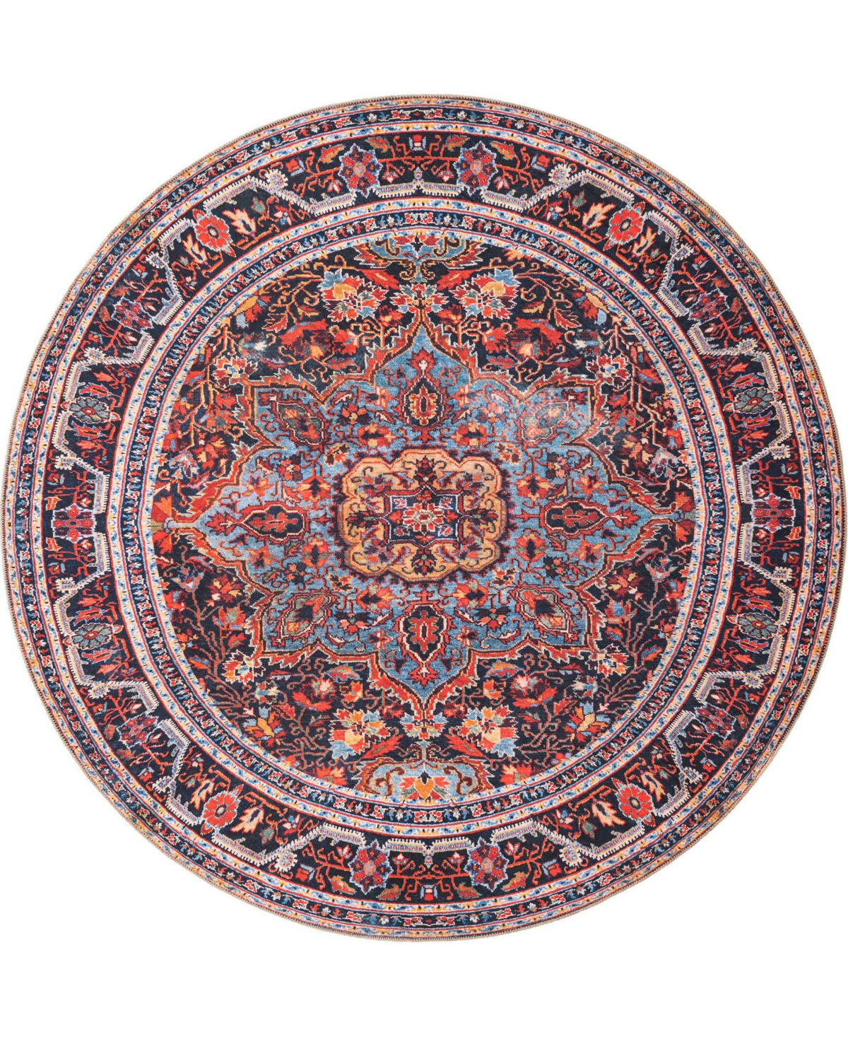 Bayshore Home Lift Bellona 7'7in x 7'7in Round Area Rug - Burgundy