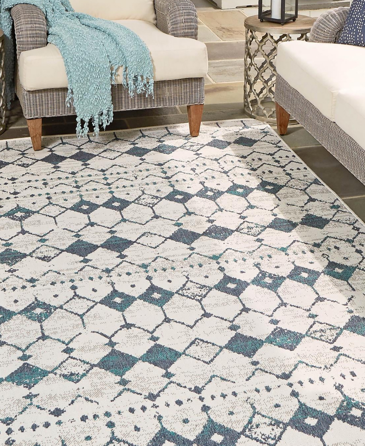 Bayshore Home Outdoor Bh Pashio Trellis Ii Cardak Area Rug - Gray