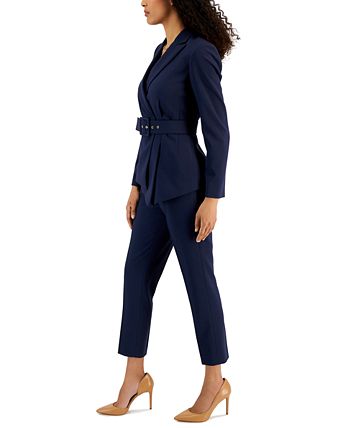 Tall Blazer And Belted Pants Suit Set