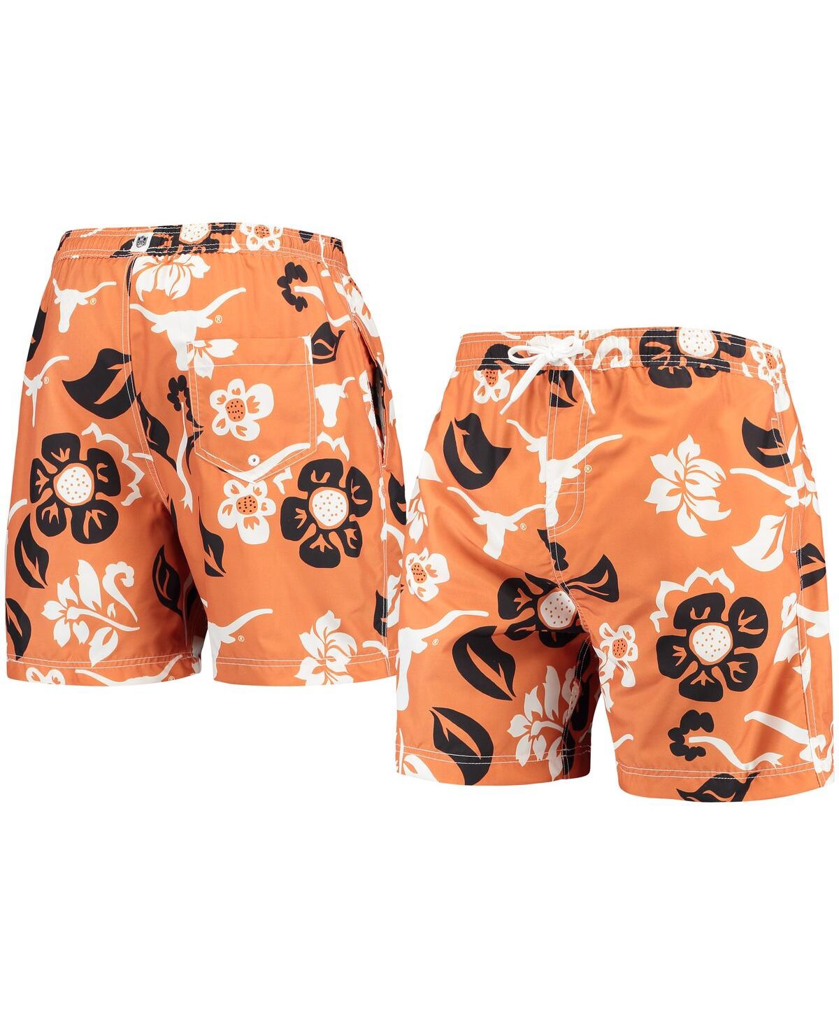 Men's Wes & Willy Texas Orange Texas Longhorns Floral Volley Logo Swim Trunks - Texas Orange