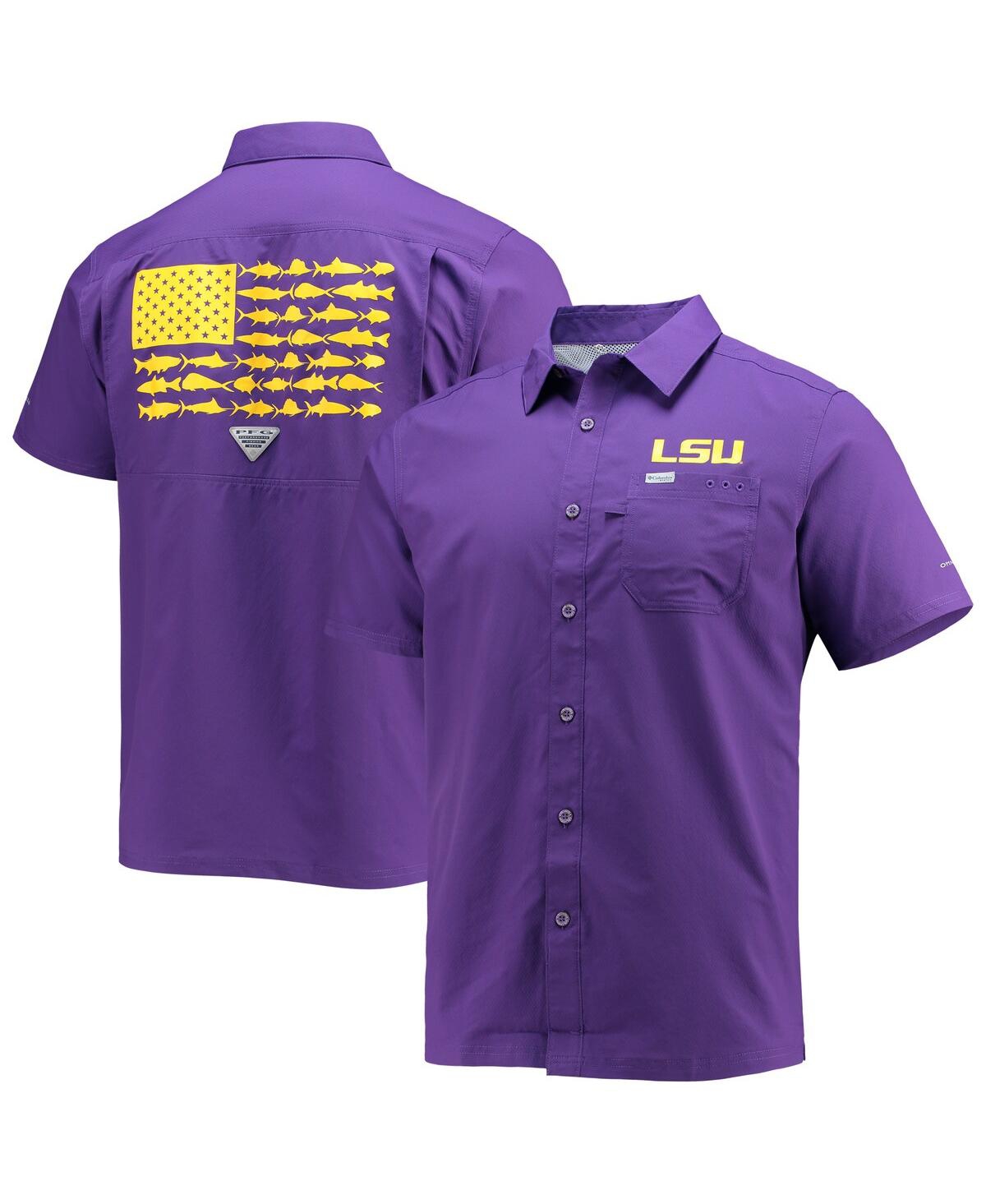 Men's Columbia Pfg Purple Lsu Tigers Slack Tide Camp Button-Up Shirt - Purple