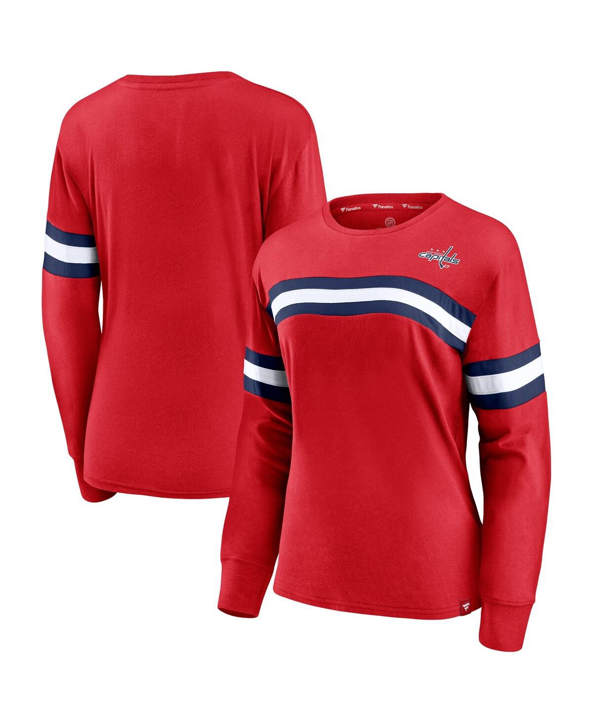 Women's FanaticsWashington Capitals Block Party Primary Logo Fashion Long Sleeve T-shirt - Red