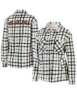 Women's Oatmeal Philadelphia Flyers Plaid Button-Up Shirt Jacket