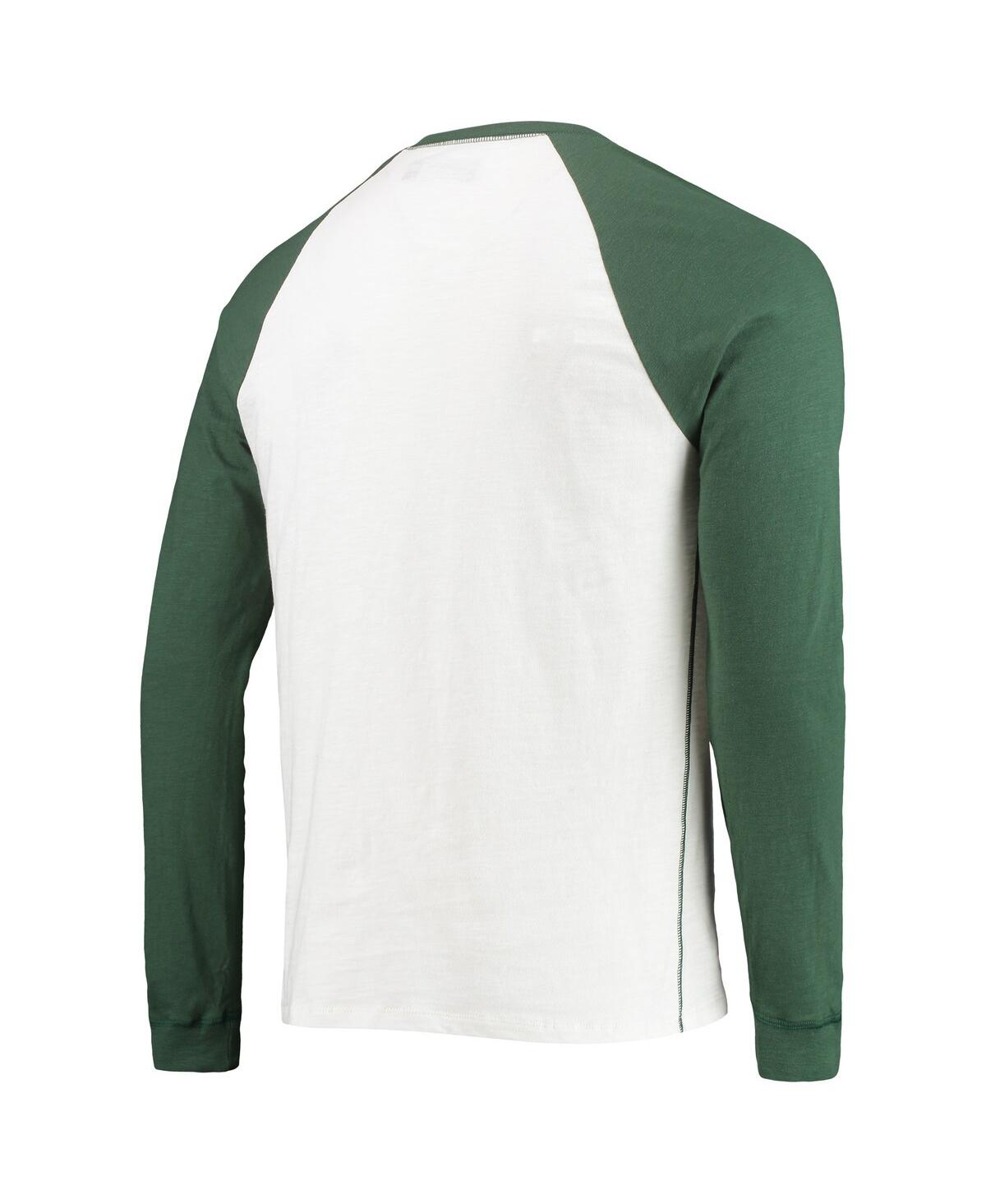 Shop Junk Food Men's  White, Green Bay Packers Colorblock Raglan Long Sleeve T-shirt In White,green