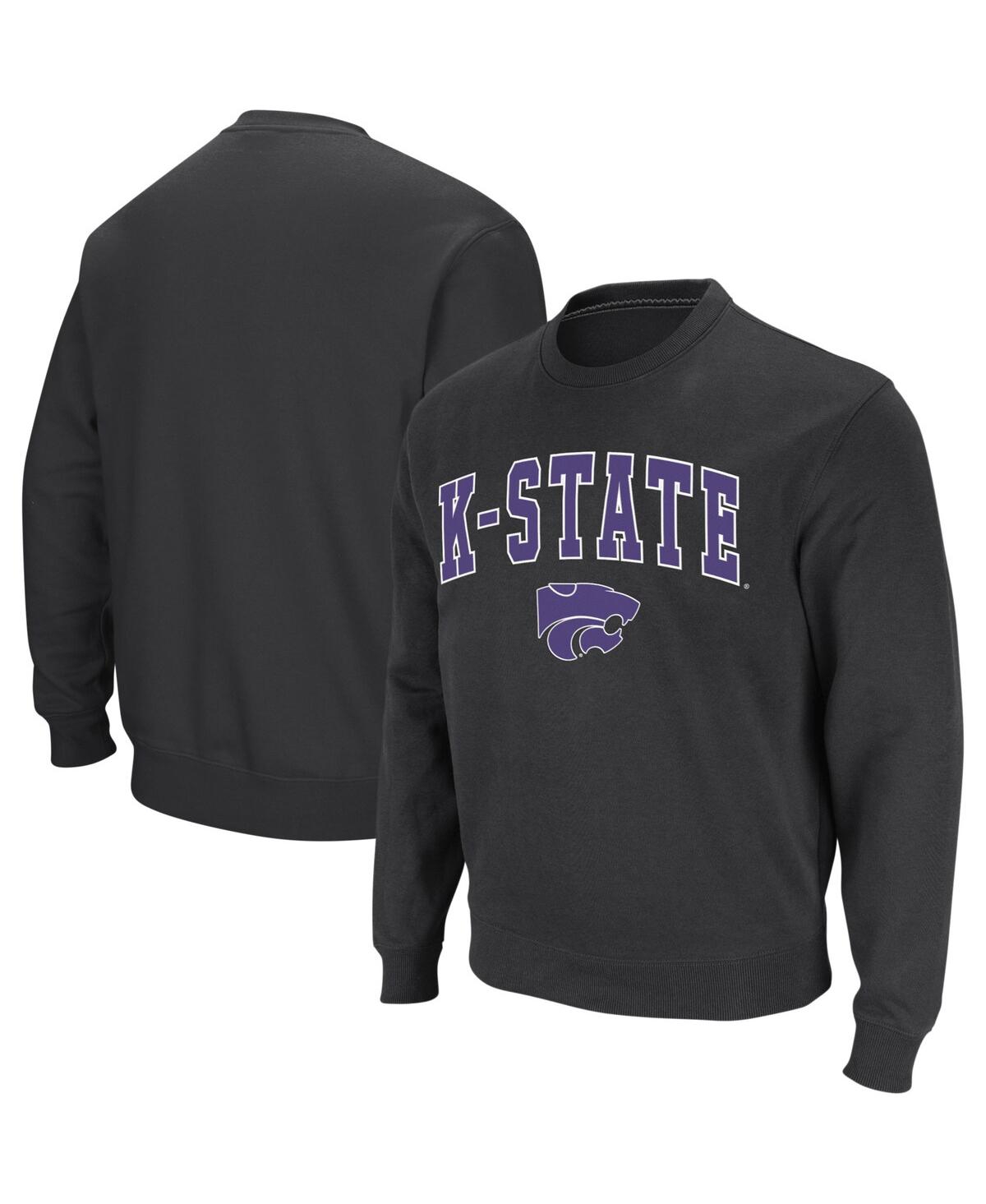 COLOSSEUM MEN'S COLOSSEUM CHARCOAL KANSAS STATE WILDCATS ARCH AND LOGO CREW NECK SWEATSHIRT