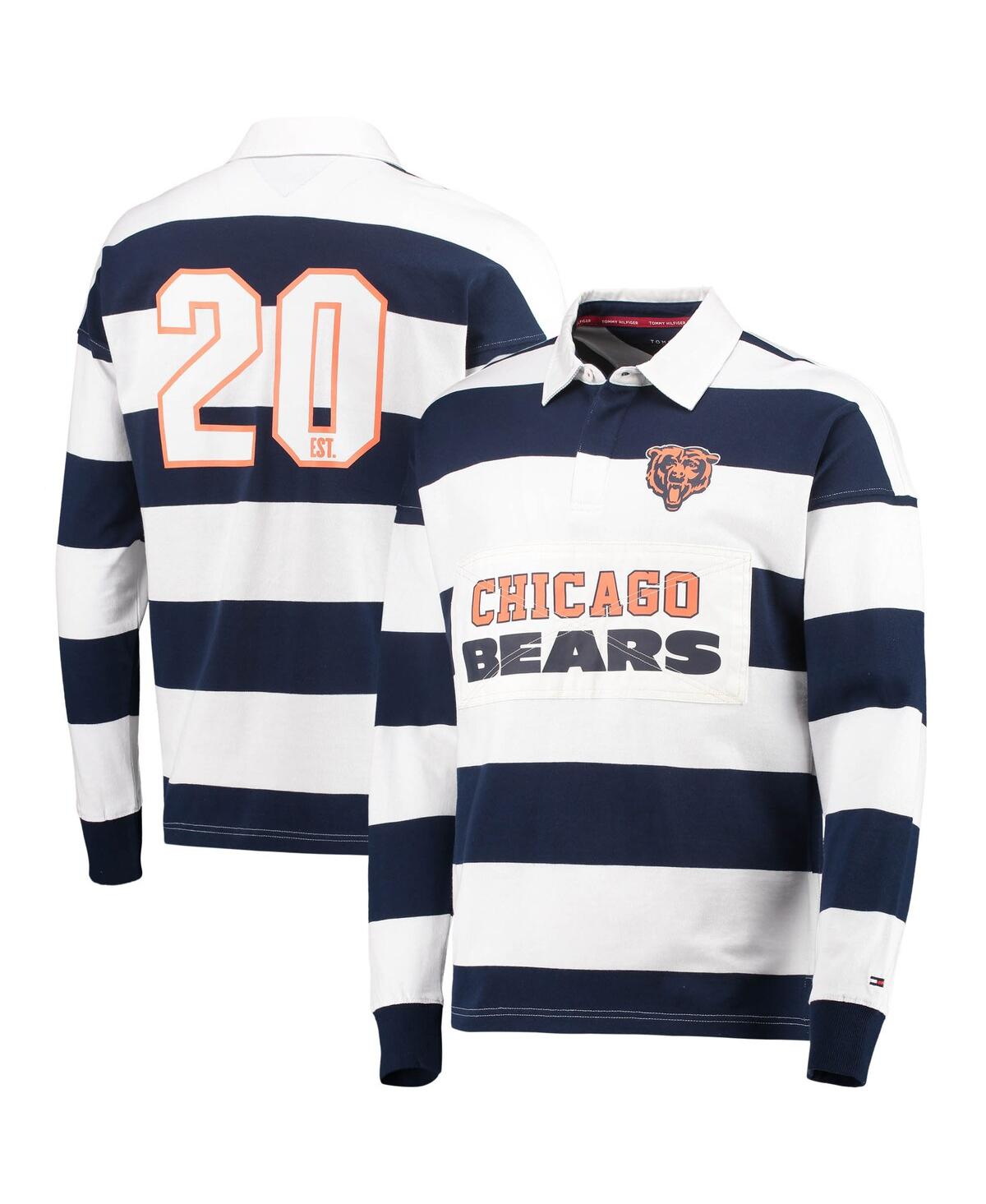 UPC 195195409735 product image for Men's Tommy Hilfiger Navy, White Chicago Bears Varsity Stripe Rugby Long Sleeve  | upcitemdb.com