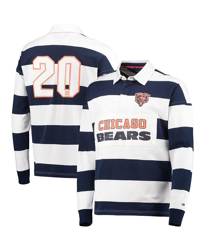 Tommy Hilfiger Men's Navy, White Chicago Bears Varsity Stripe Rugby Long  Sleeve Polo Shirt - Macy's