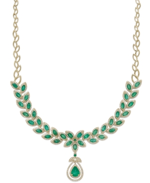 image of Brasilica by Effy Emerald (11-3/4 ct. t.w.) and Diamond (2-3/4 ct. t.w.) Pendant Necklace in 14k Gold, Created for Macy-s