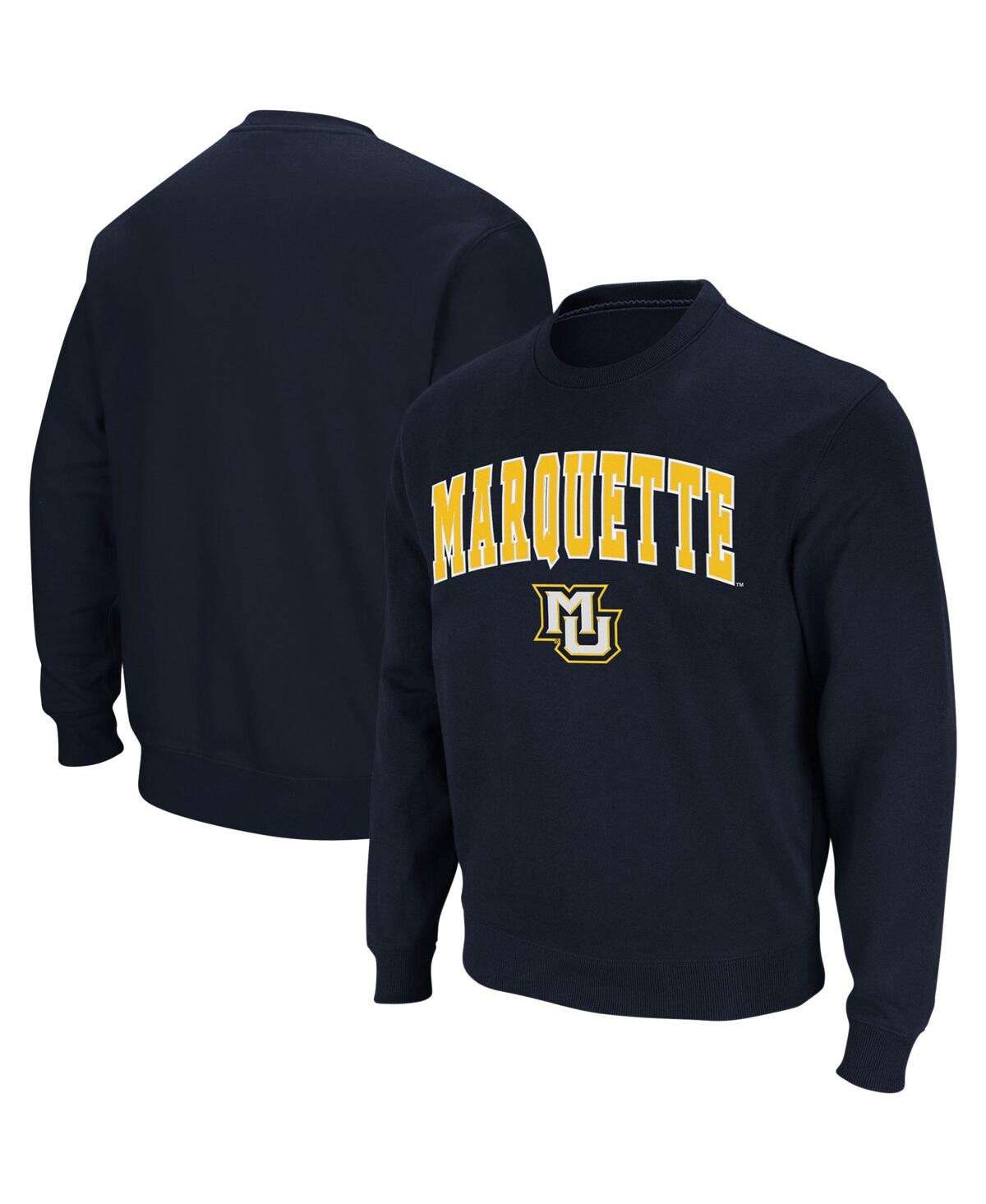 Colosseum Men's Marquette Golden Eagles Arch And Logo Crew Neck Sweatshirt In Navy