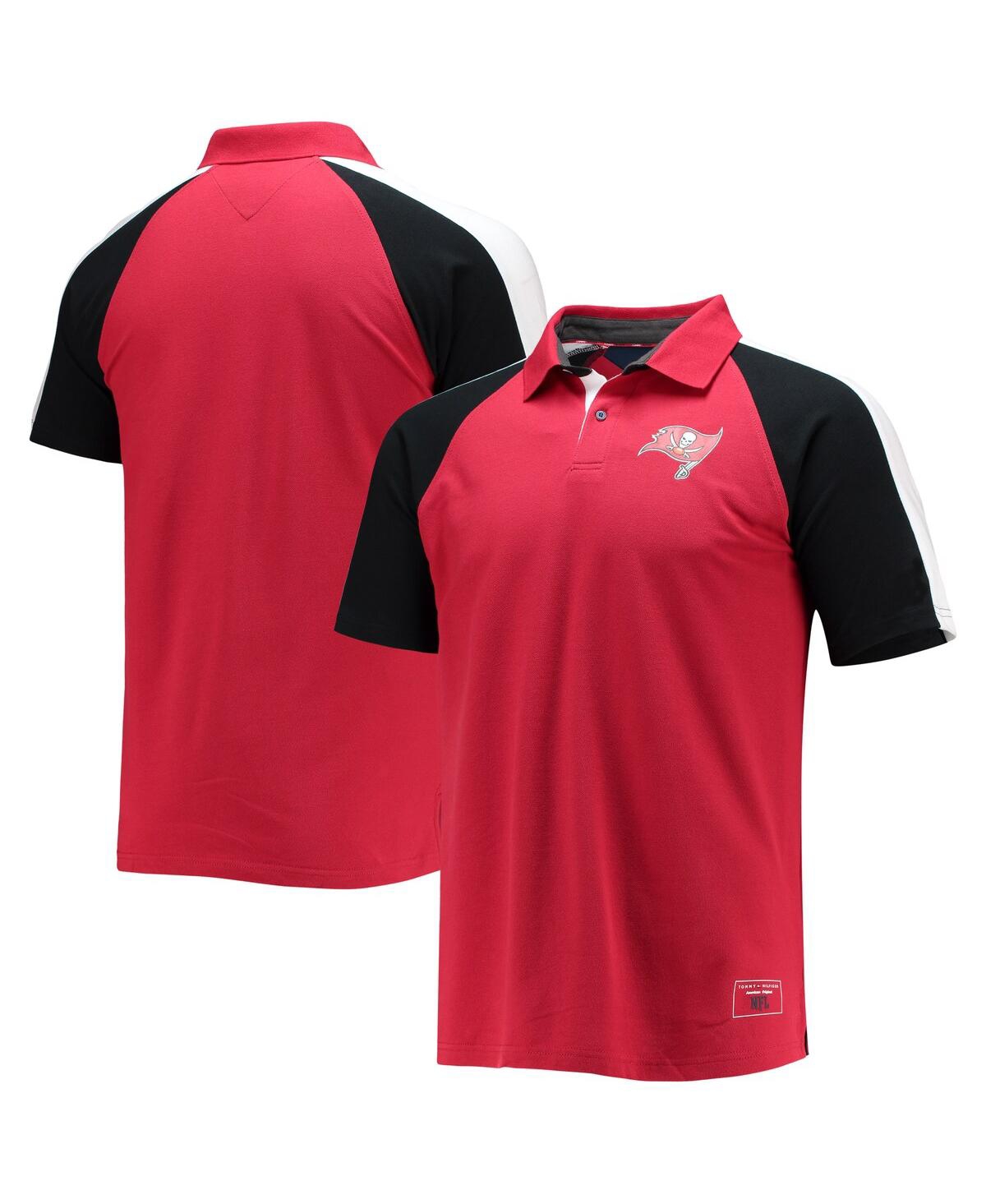 Shop Tommy Hilfiger Men's  Red, White Tampa Bay Buccaneers Holden Raglan Polo Shirt In Red,white