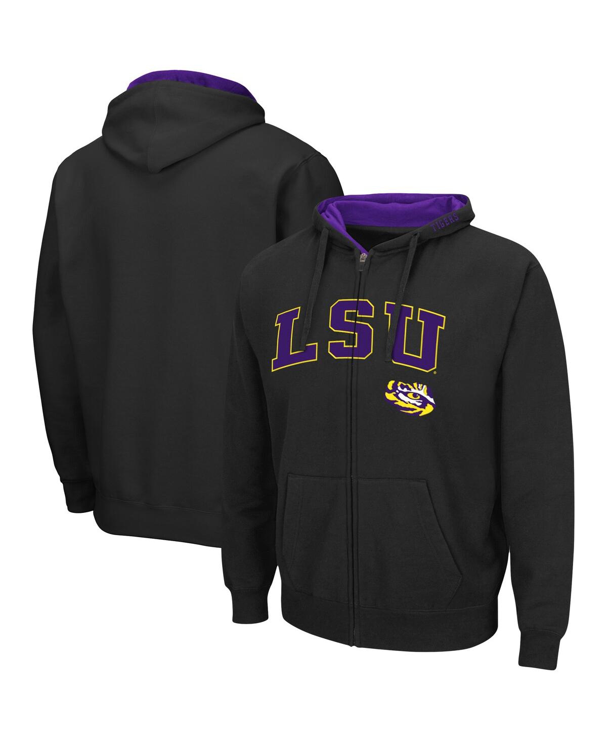 Colosseum Men's  Black Lsu Tigers Arch And Logo 3.0 Full-zip Hoodie In Black