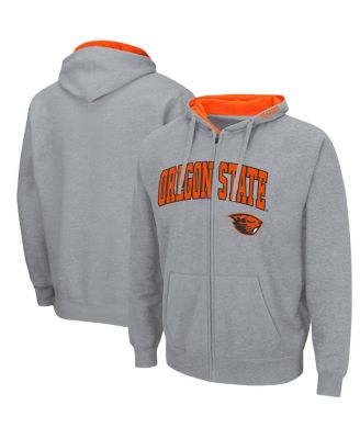 Men's Heathered Gray Oregon State Beavers Arch and Logo 3.0 Full-Zip Hoodie