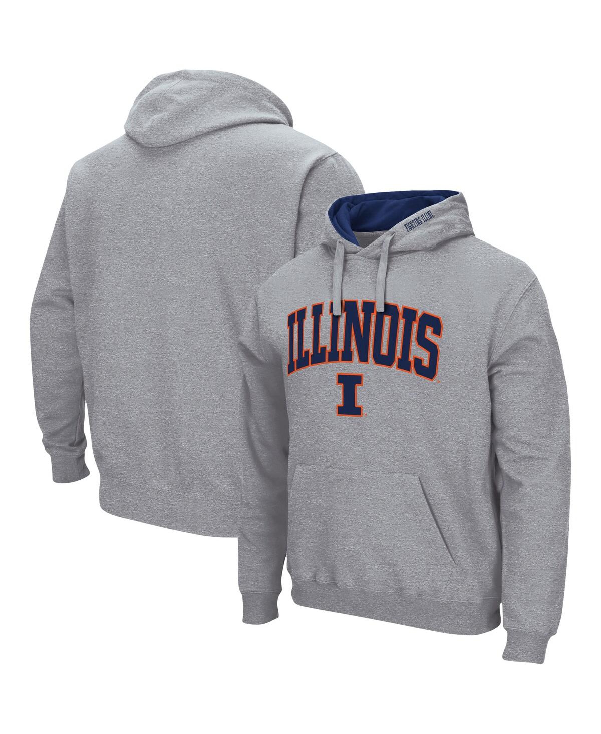 Colosseum Men's  Heathered Gray Illinois Fighting Illini Arch And Logo 3.0 Pullover Hoodie In Heathered Gray