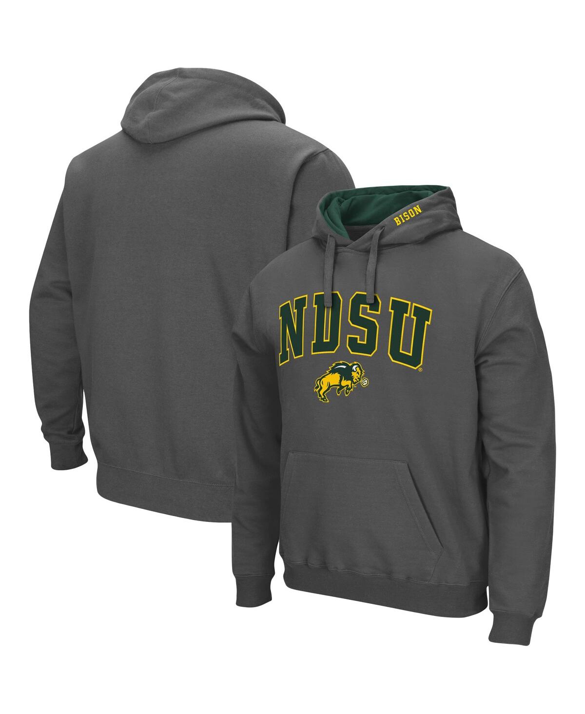 Colosseum Charcoal Ndsu Bison Arch And Logo Pullover Hoodie In Charcoal