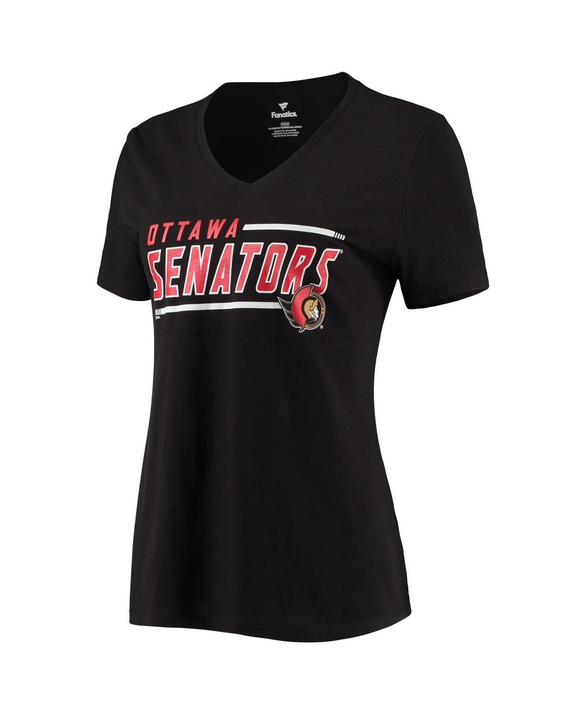 Women's FanaticsOttawa Senators Mascot In Bounds V-Neck T-shirt - Black