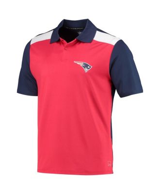 Men's Red, Navy New England Patriots Challenge Color Block Performance Polo Shirt