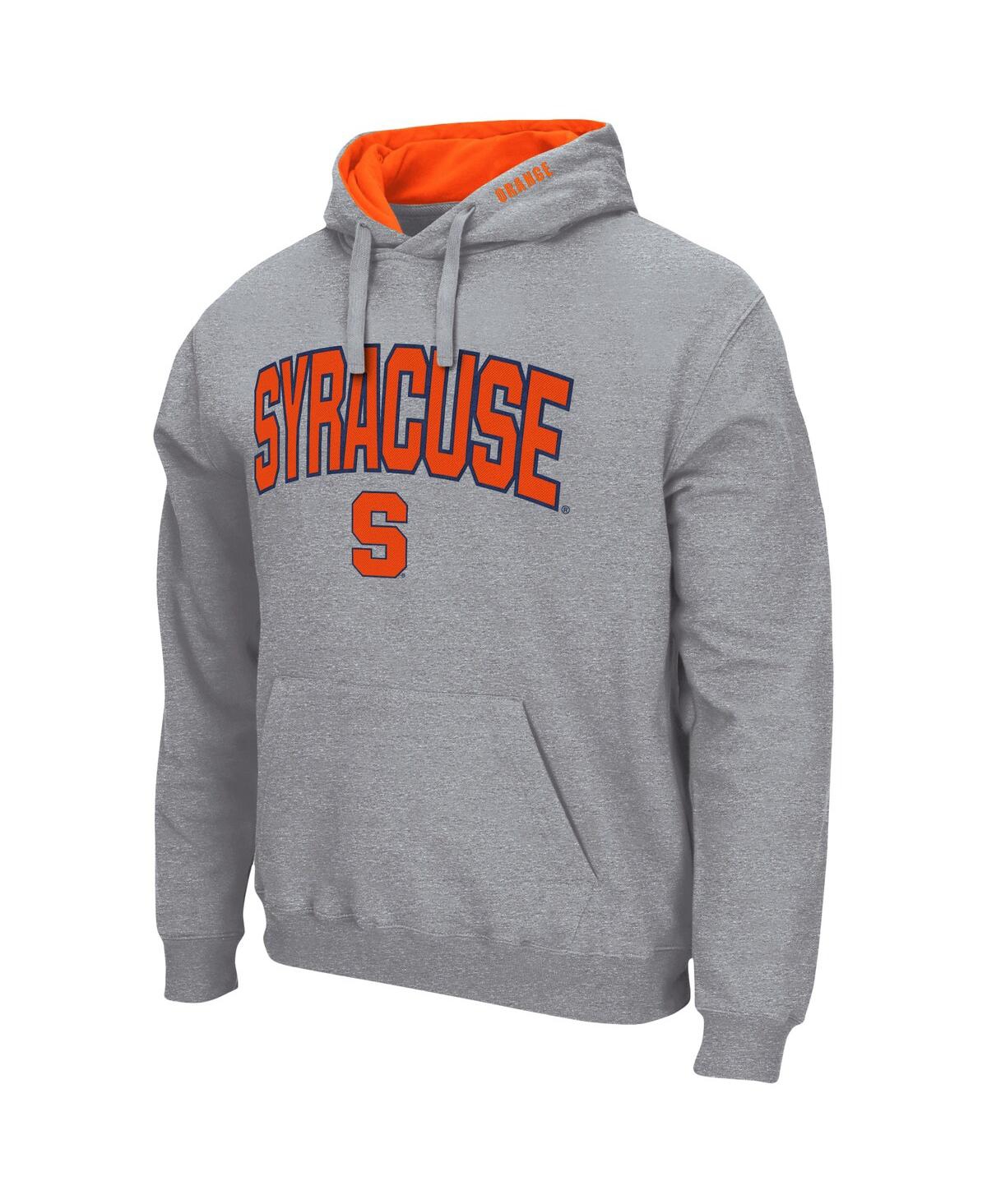 Colosseum Men's Heather Gray Clemson Tigers Arch And Logo 3.0 Pullover Hoodie In Heathered Gray