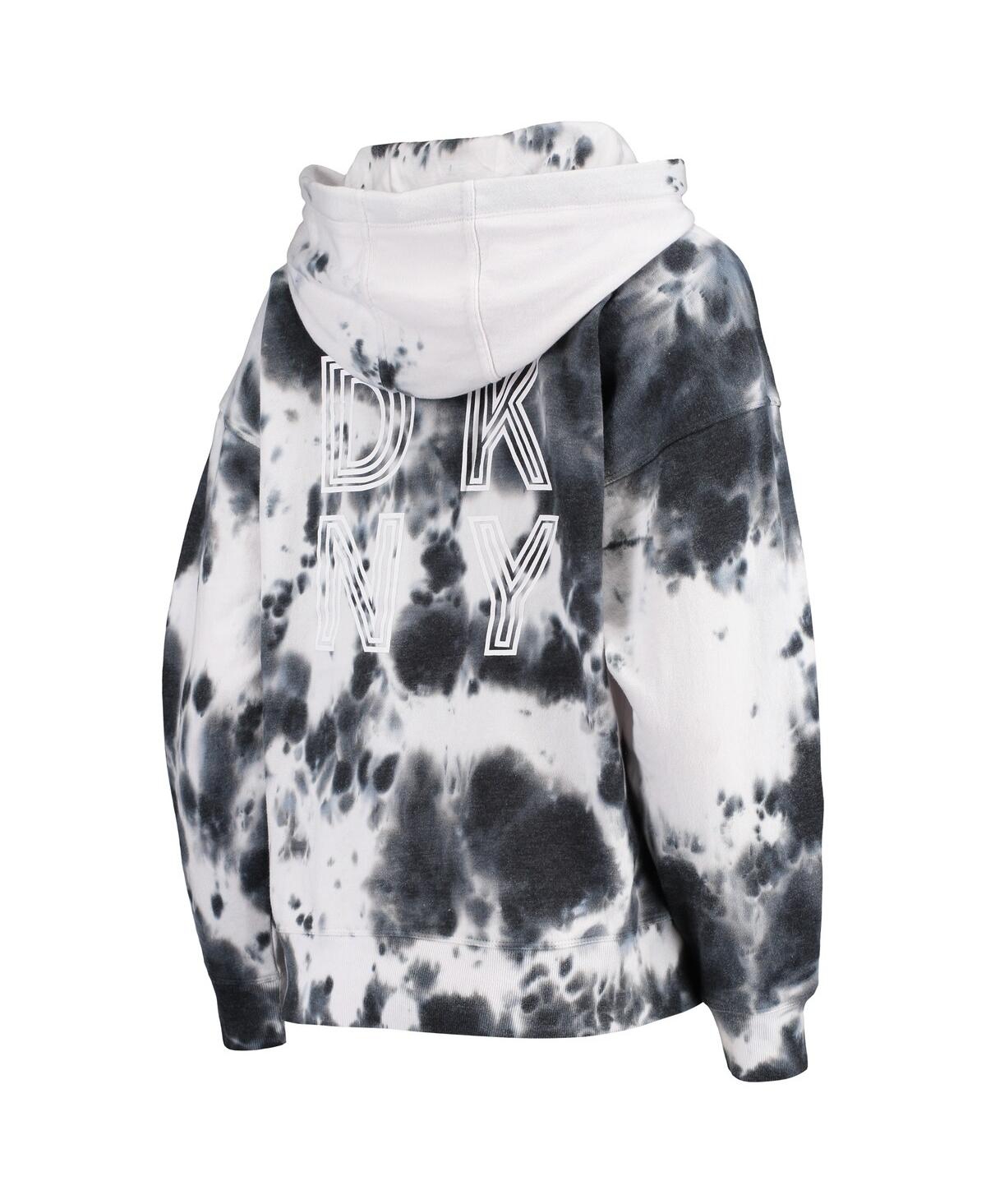 Women's Dkny Sport White/Black Minnesota Vikings Dakota Oversized Tie-Dye Half-Zip Hoodie Size: Large