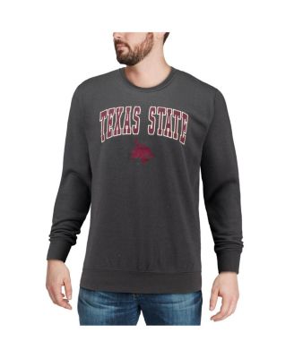 Men's Charcoal Texas State Bobcats Arch and Logo Crew Neck Sweatshirt