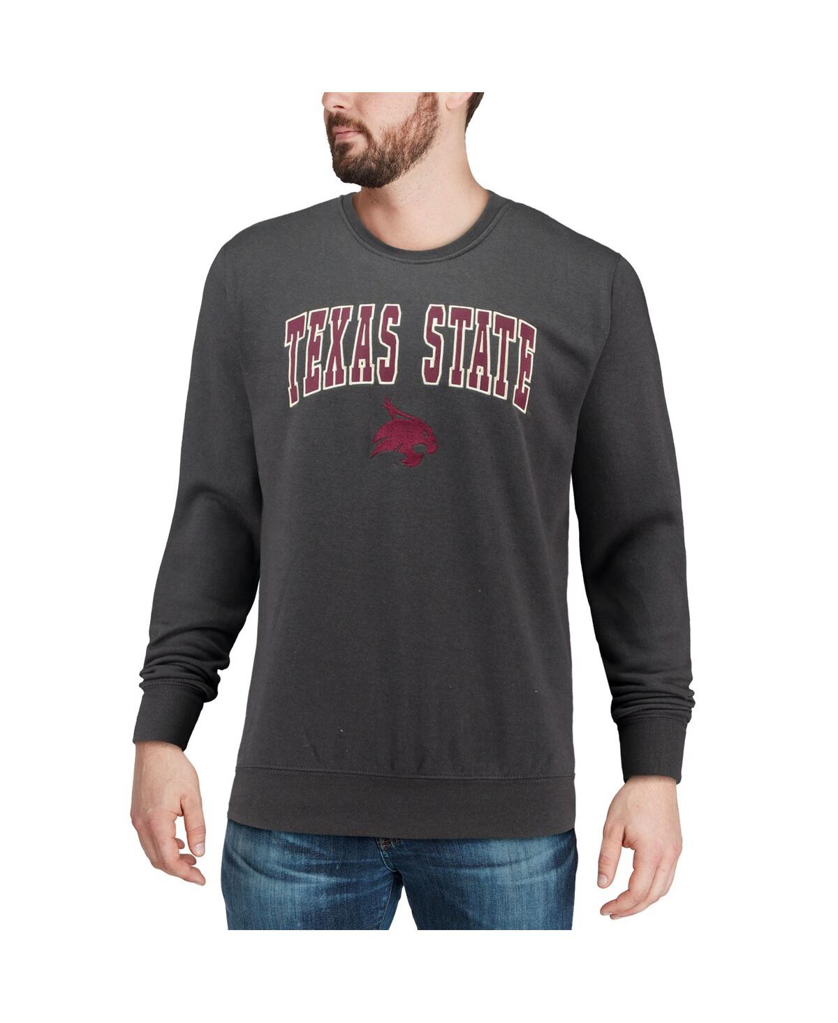 Colosseum Men's  Charcoal Texas State Bobcats Arch And Logo Crew Neck Sweatshirt In Charcoal