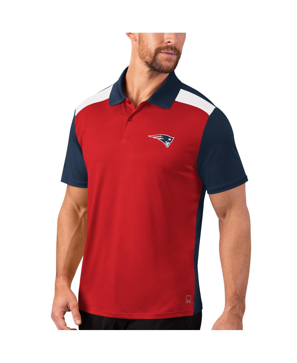 Shop Msx By Michael Strahan Men's  Red, Navy New England Patriots Challenge Color Block Performance Polo S In Red,navy