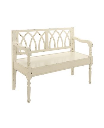 Rosemary Lane Farmhouse Rectangular Distressed Wooden Indoor Bench - Macy's