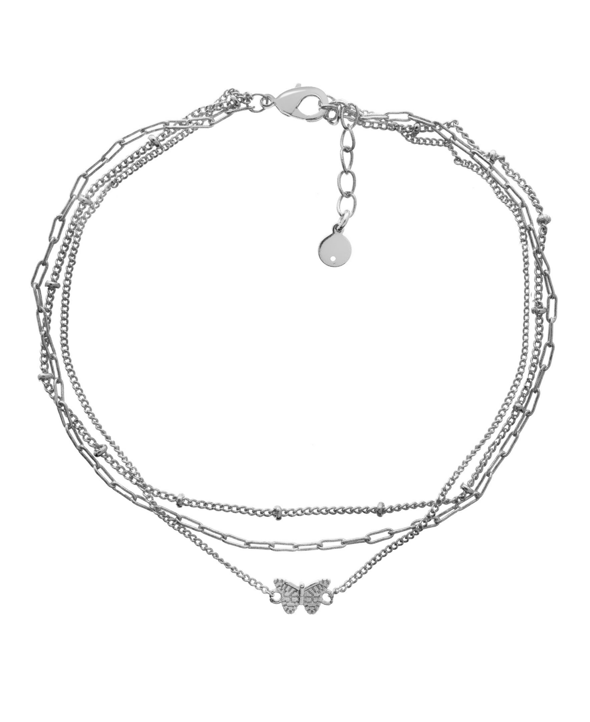 Multi Chain Butterfly Anklet in Silver Plate - Silver