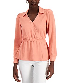 Collared Faux-Wrap Top, Created for Macy's