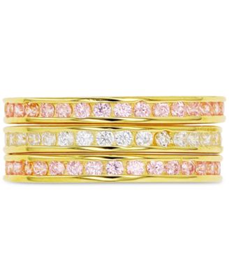 Cubic Zirconia Stack Look Ring in Sterling Silver or 14k Gold-Plated Sterling Silver
